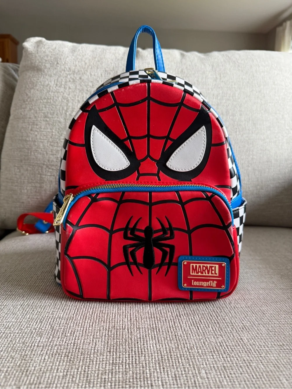 🔥 RETIRED! Loungefly x Marvel checkered Spider-Man Mini Backpack